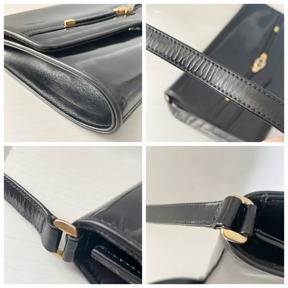 Gucci black patent leather GG logo vintage shoulder bag rare - Picture 5 of 12